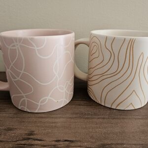 Elegant Pink and Cream Ceramic Mug Set